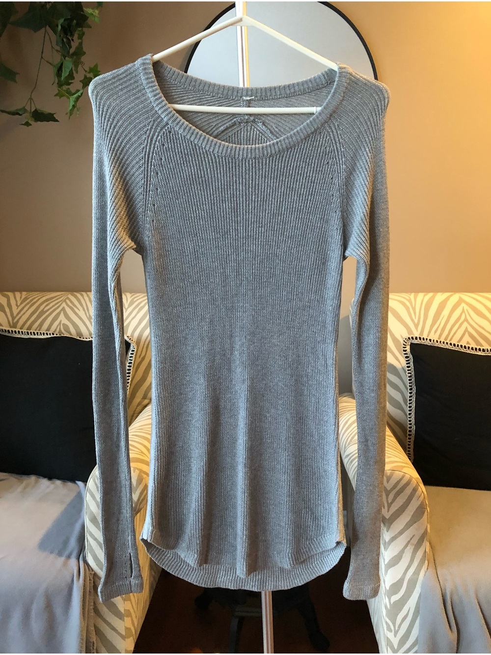 Light Gray Ribbed Long Sleeve Sweater